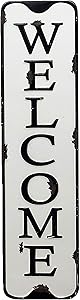 Welcome Tin Signs,Metal Vintage Welcome Wall Art for Entryway, 5.5"x21.6"