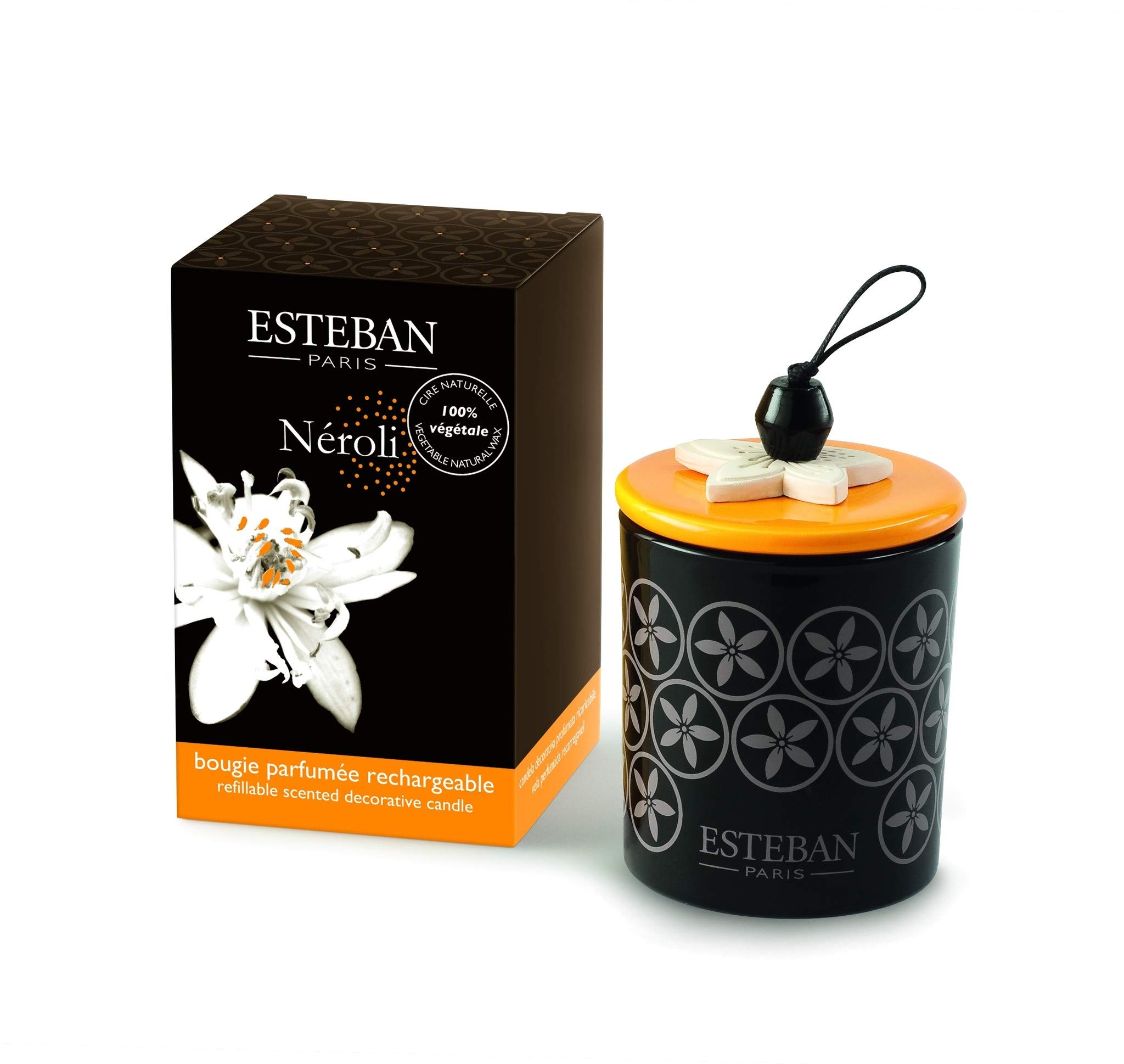 Esteban Paris - Rechargeable Scented Decorative Candle Neroli 170g with Ceramic Stopper Scented Candle NER-024