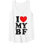 Womens I Love My Boyfriend Distressed Funny I Heart My BF Tank Top