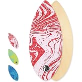 iBOARD 41&rdquo; Skipper Skimboard with Colored EVA Grip Pad | High Gloss Clear Coat Wooden Skim Boards for Beginners, Teenagers and Adults Beach Skimboard 3 Color Traction Pad to Choose