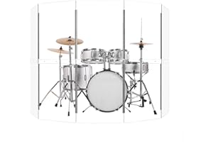 YSBLHCT Portable Drum Shield 5 Panels 2ft x 5ft - Acrylic panel with Stainless Steel Hinges - Perfect for Churches, Home Practice, and Live Performances.