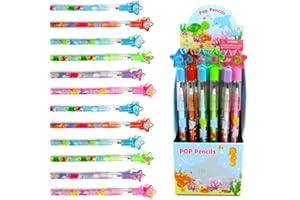 TINYMILLS 24 Pcs Sea Animals Ocean Life Turtles Multi Point Stackable Pencil with Eraser for Birthday Party Favor Prize Carnival Goodie Bag Stuffers Classroom Rewards