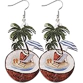 Bohemian Palm Coconut Tree Dangle Earring Colorful Vacation-style Sunset Acrylic Drop Earrings Summer Beach Jewelry for Women