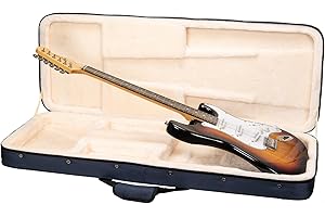 Crossrock Electric Guitar Foam Case for Strat & Tele | Lightweight Blue Gig Bag with Adjustable Padding, Plush Interior & Sto