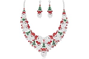 CSY Luxury Statement Bib Necklace Earrings Santa Claus Christmas Element Party Costume Jewelry Set Xmas Gift for Women Girls