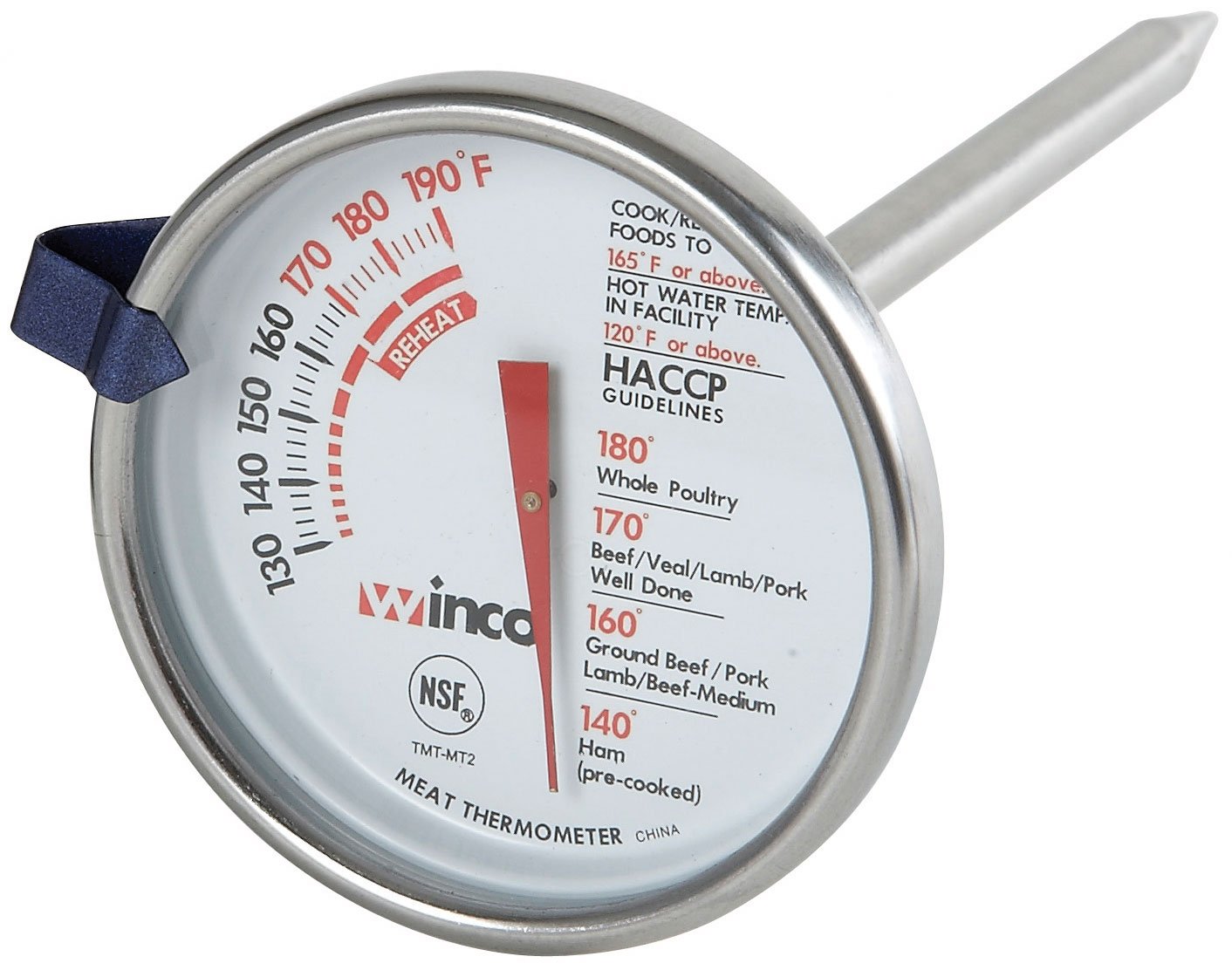Winco 2-Inch Dial Meat Thermometer with 5-Inch Probe