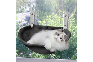 Homegroove Cat Window Perch, 18 x 12 Inch Foldable Cat Hammock for Window with Sturdy Metal Frame, Breathable Cordless Window