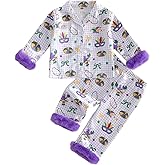 Ayalinggo Toddler Kids Girl Spring Pajamas Baby Purple Satin Silk Button Down Shirts Jammies Carnival Matching Pjs Outfits