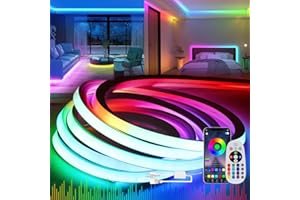KSIBNW 100ft/30m Led Neon Rope Lights RGB Dimmbar with App Remote Control,Waterproof IP 65,Music Sync,Multicolor AC 110-120V Flexible LED Neon Strip Light for Home/Garden/Building Decoration