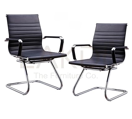 Lakdi-The Furniture Co. Stainless Steel Low Back Office Chair (Black) - Set of 2 Combo