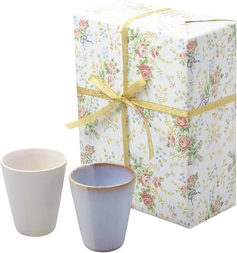 Amazon Co Jp 包装紙ラッピング済 萩焼 マグカップ 直径8 5 高さ10cm Shikisai 木箱入 包装紙ローズ ホーム キッチン