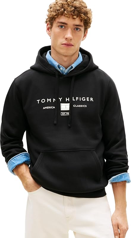 Herren Hoodie Brand Love mit Bauchtasche, Schwarz (Black), L — Foto 1 von 6