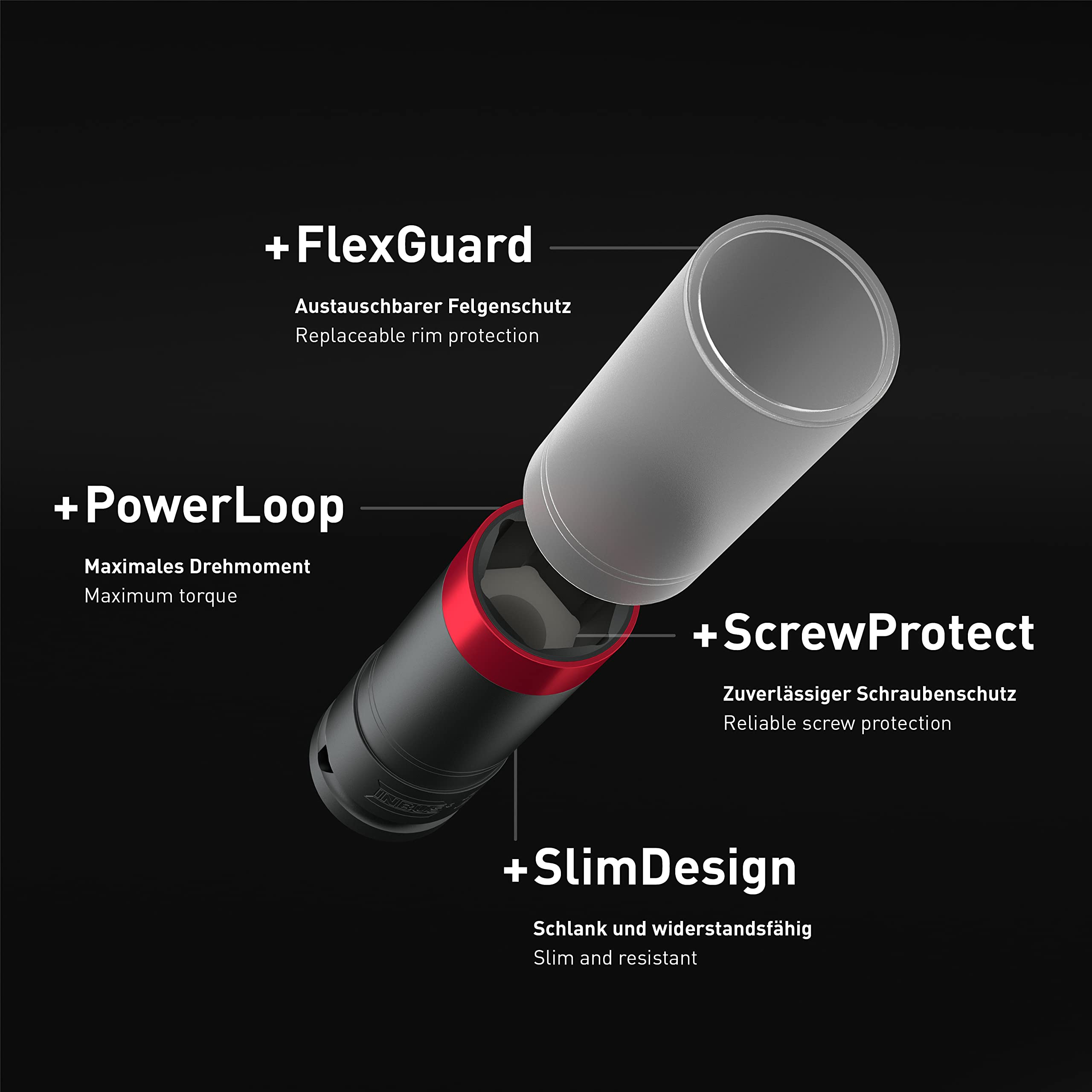 INBUS® 73660 Kraft Schoneinsatz Set 3tlg, 17–21mm 3