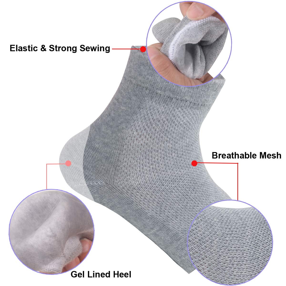 Vented Moisturizing Gel Heel Socks, 3 Pairs Toeless Spa Sock for Foot Care Treatment, Cracked Heels, Dry Feet, Foot Calluses (Green, Grey, Pink) : Beauty