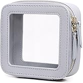 Pinkmik Small Makeup Bag Mini Clear Cosmetic Makeup Case & Toiletry Bag with Zipper Women's Purse Organizer & Car Essentials (Gray, MINI-1)