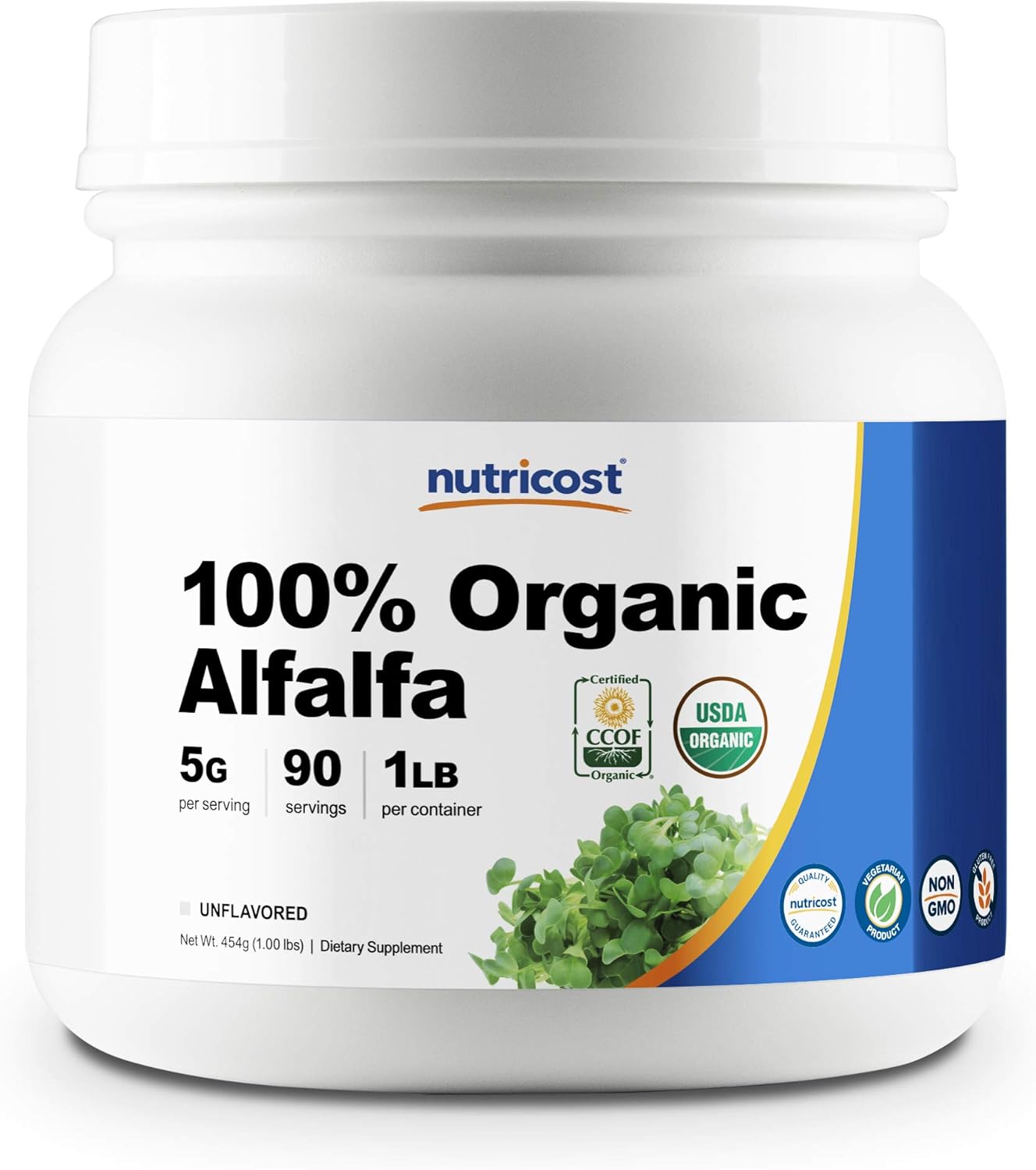 Nutricost Organic Alfalfa Powder 1LB - USDA Certified 100% Organic, Vegan, Non-GMO, Gluten Free: Health & Personal Care