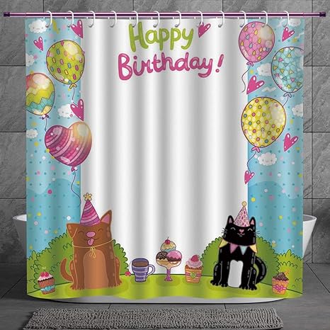 Polyester Shower Curtain 2 0 Birthday Decorations For Kids Party