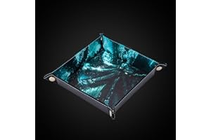 KSNDie DND Dice Rolling Tray PU Leather Dice Trays Folding Square Dice Storage Case for RPG Tabletop Games, Jewelry Valet Tray for Women and Men