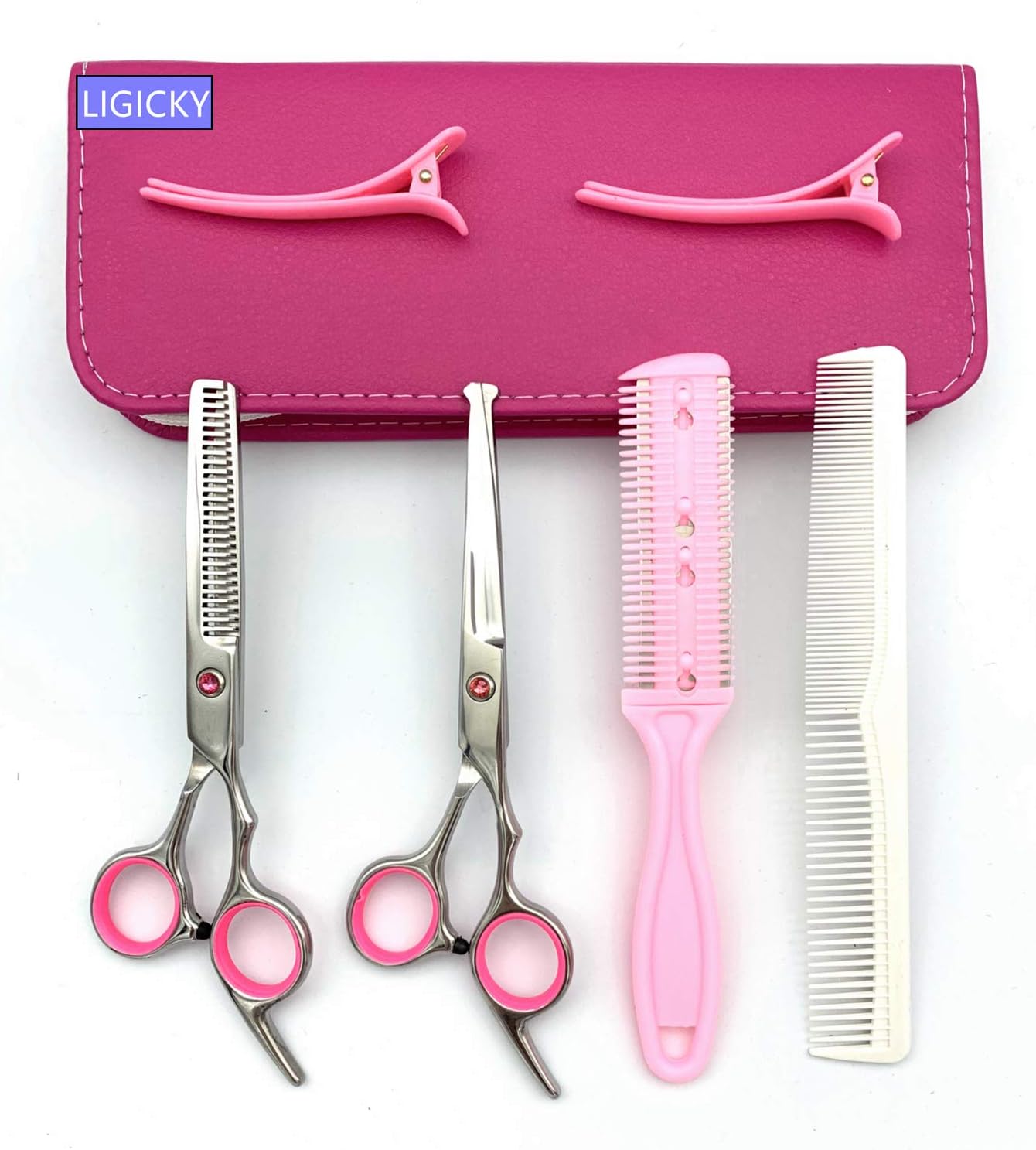 LIGICKY Baby Hair Cutting Scissors Set Professional Safety Round Tip Stainless Steel Hair thinning Shears Bang Hair Scissor for Kids/Salon/Home