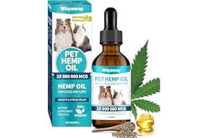 Woyamay Hemp Oil for Dogs and Cats - Hemp Oil Drops Rich in Omega 3, 6, 9 and Organic Extract Helps Pets with Аnxiеty, Pаin, Strеss, Slееp, Аrthritis, Sеizures Rеlief, Pets Calming Treat-1 Pack