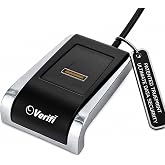 Verifi P2000 Desktop USB Fingerprint Reader, Windows Hello, Black/Silver | Passkey Support, Driver Required Setup, Polished Aluminum Finish, 2.75 X 1.75 X 0.75 Inch, Ambidextrous Orientation