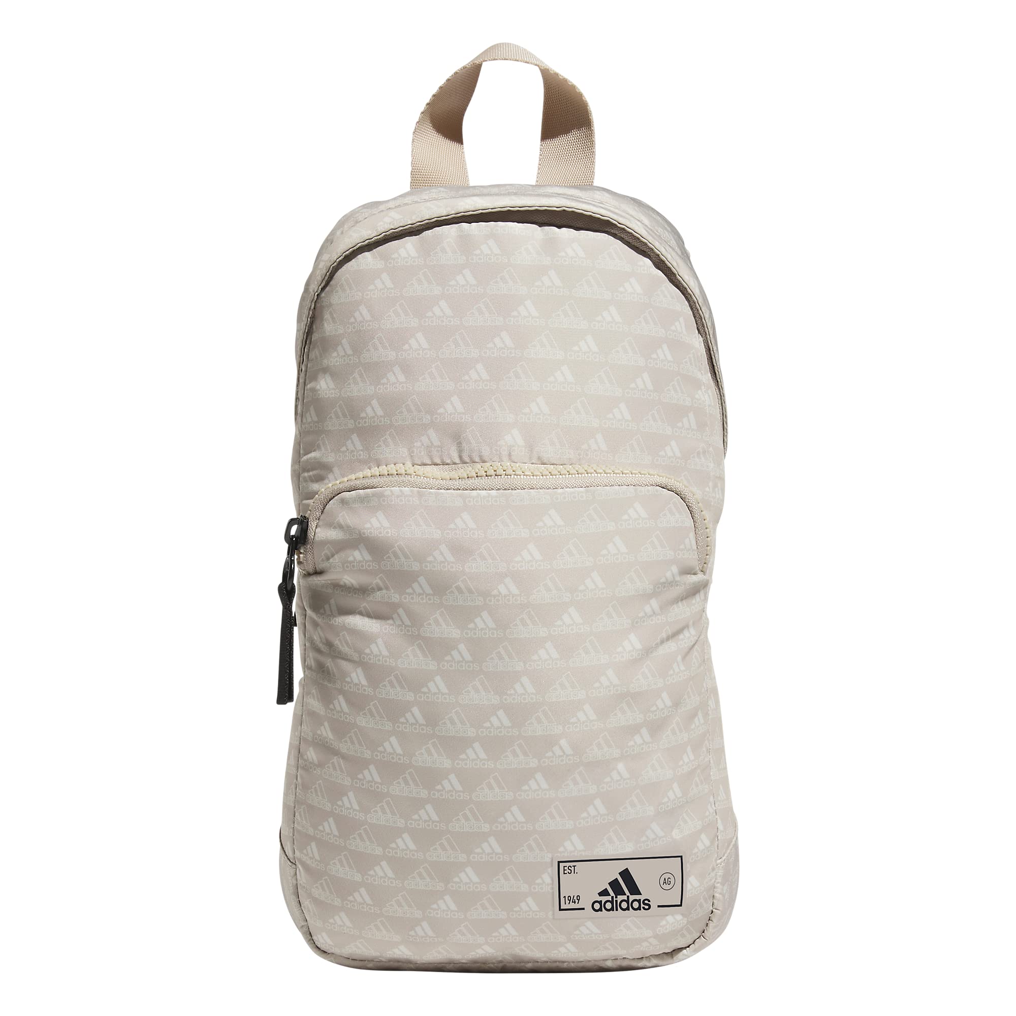 adidas Essentials Sling Small Crossbody Bag for Women and Men (5L), BOS Mini Monogram Wonder Beige/Black/2.0, One Size