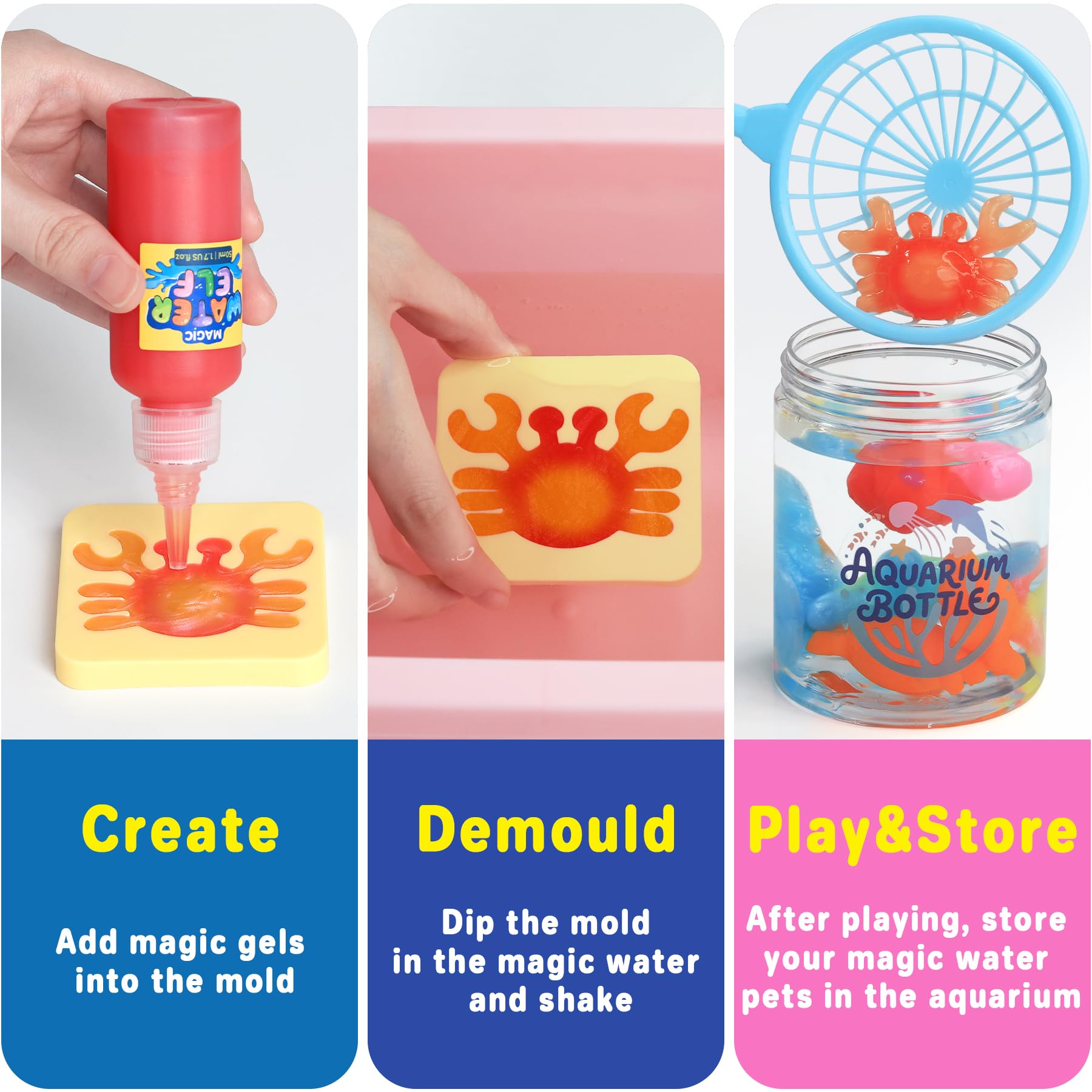Magic Water Elf Toy Kit - Crafts kit for Kids - Arts and Crafts for Girls - Magic Gel Water Pets - Make Your Own Squishies Squishy Maker Toys - Kid Toys Birthday Gifts for Girls Boys Ages 3-12
