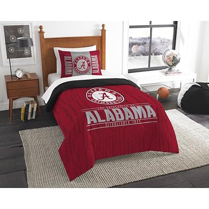 2 Piece Alabama Crimson Tide Comforter Set Twin Size Printed Team Logo Unisex Sports Fan College Dorm Bedding University American Football Fandom