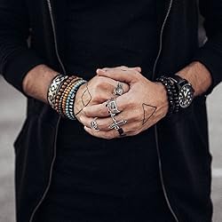 PANTIDE Vintage Punk Rings Set Gothic Knuckle Midi