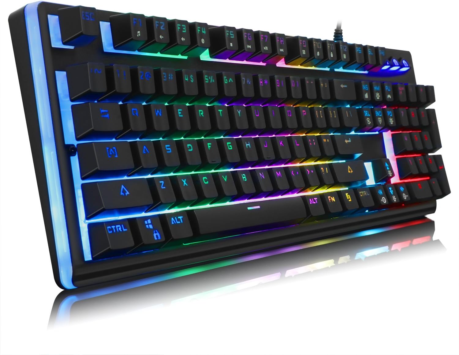 Gaming Keyboard,YockTec RGB LED Breathing Rainbow Backlit Membrane Keyboard-Mechanical-Similar Waterproof USB Keyboard, The eSports gaming keyboard (104 Keys)