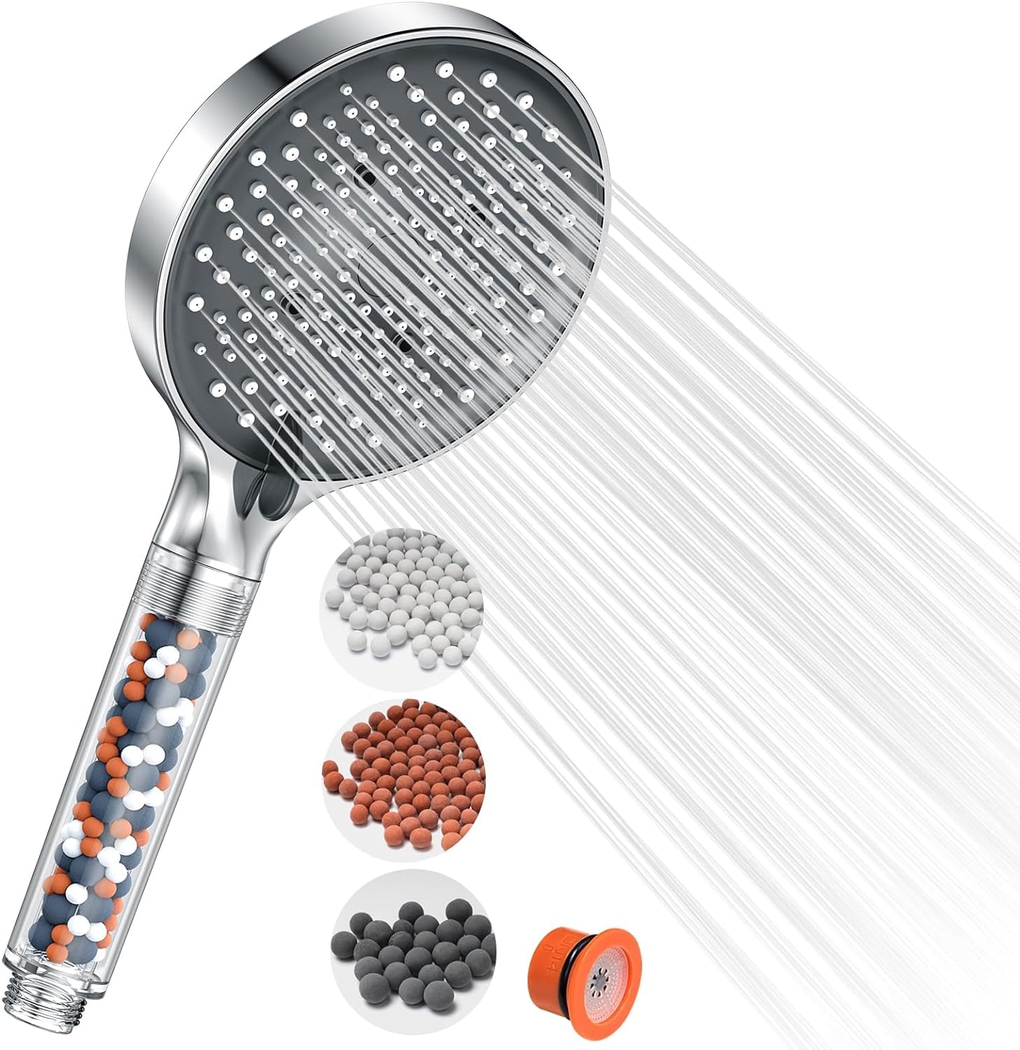 Shower Head Filter High Pressure - YEAUPE PRO 6 Modes Φ130mm Large Showerheads,Hard Water Filter, Water Softener Remove Chlorine, Heavy Metals, Impurities,Powerful Flow,Universal Electric Bath Shower