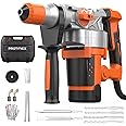 1-1/4 Inch SDS-Plus 13 Amp Heavy Duty Rotary Hammer Drill with Safety Clutch 4 Functions, Vibration Control, for Floor Tile Removal, Concrete Breaker, Including Grease, Chisels & Drill Bits
