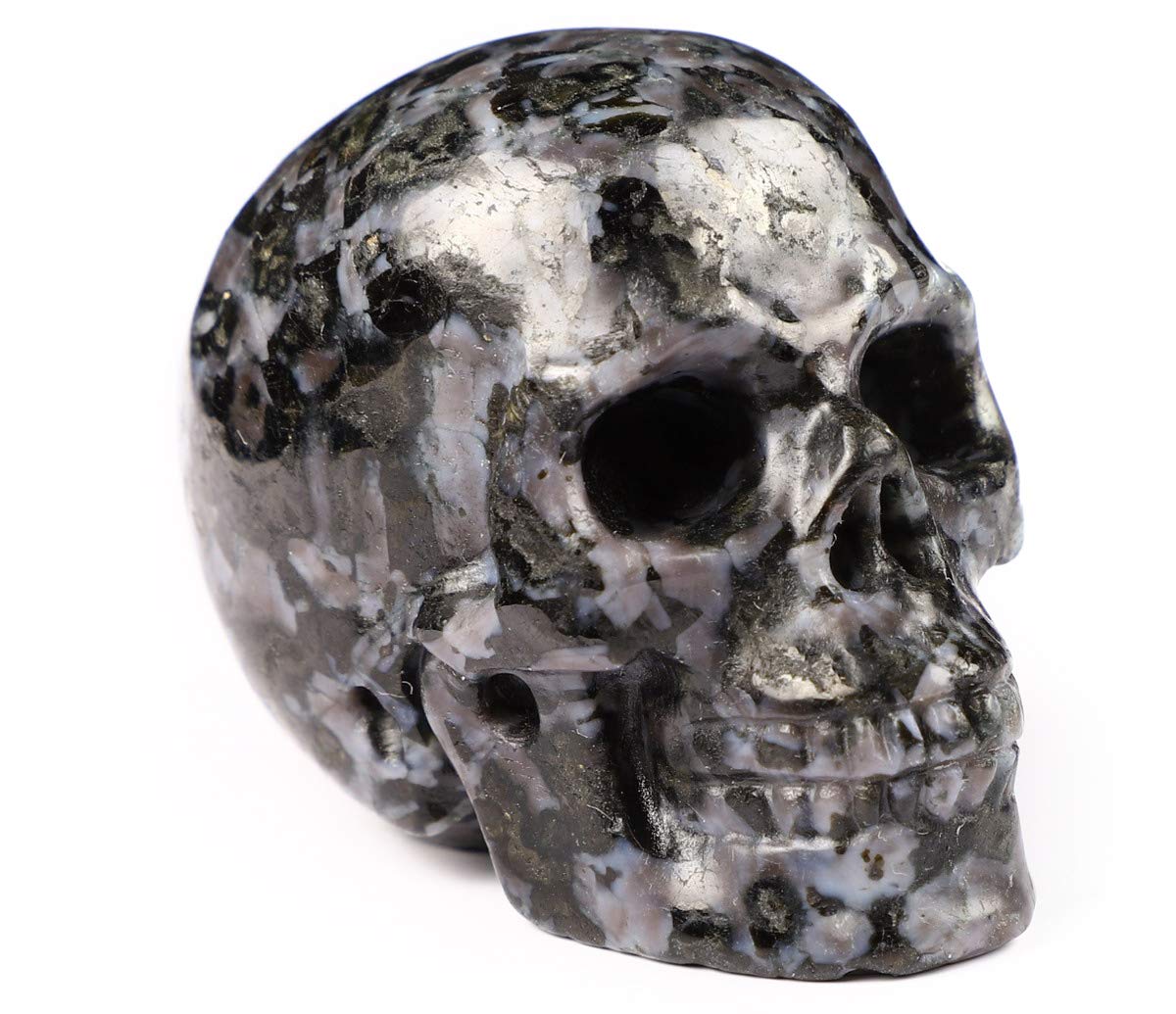 Skullis 2.0" Gabbro Crystal Skull, Hand Carved Gemstone Fine Art Sculpture, Reiki Healing Stone Statue.