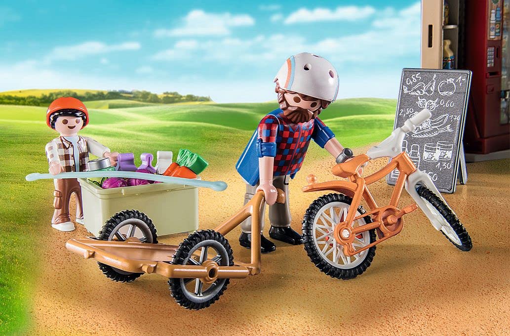 PLAYMOBIL Country 71250 24-Stunden-Hofladen, Fahrrad mit Anhänger, Lebensmittelladen für den Bio-Bauernhof, Nachhaltiges Spielzeug für Kinder ab 4 Jahren 7
