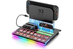 Organizer Station for 2025 Switch 2 Controllers & Console, Magnetic Fast Joy-Con 2 Charging Dock Base Station with 9 RGB Mode