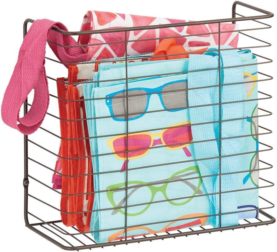 wandmontierter Drahtkorb für Taschen oder Plastiktüten mDesign