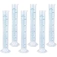6Pack Plastic Graduated Cylinder 250 ml Transparent Measuring Cylinder Set, Science Measuring Test Tube Flask, Graduated Cylinder Beaker with 2-Sided Marking & Pour Spout for Home and School Science