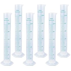 6Pack Plastic Graduated Cylinder 250 ml Transparent