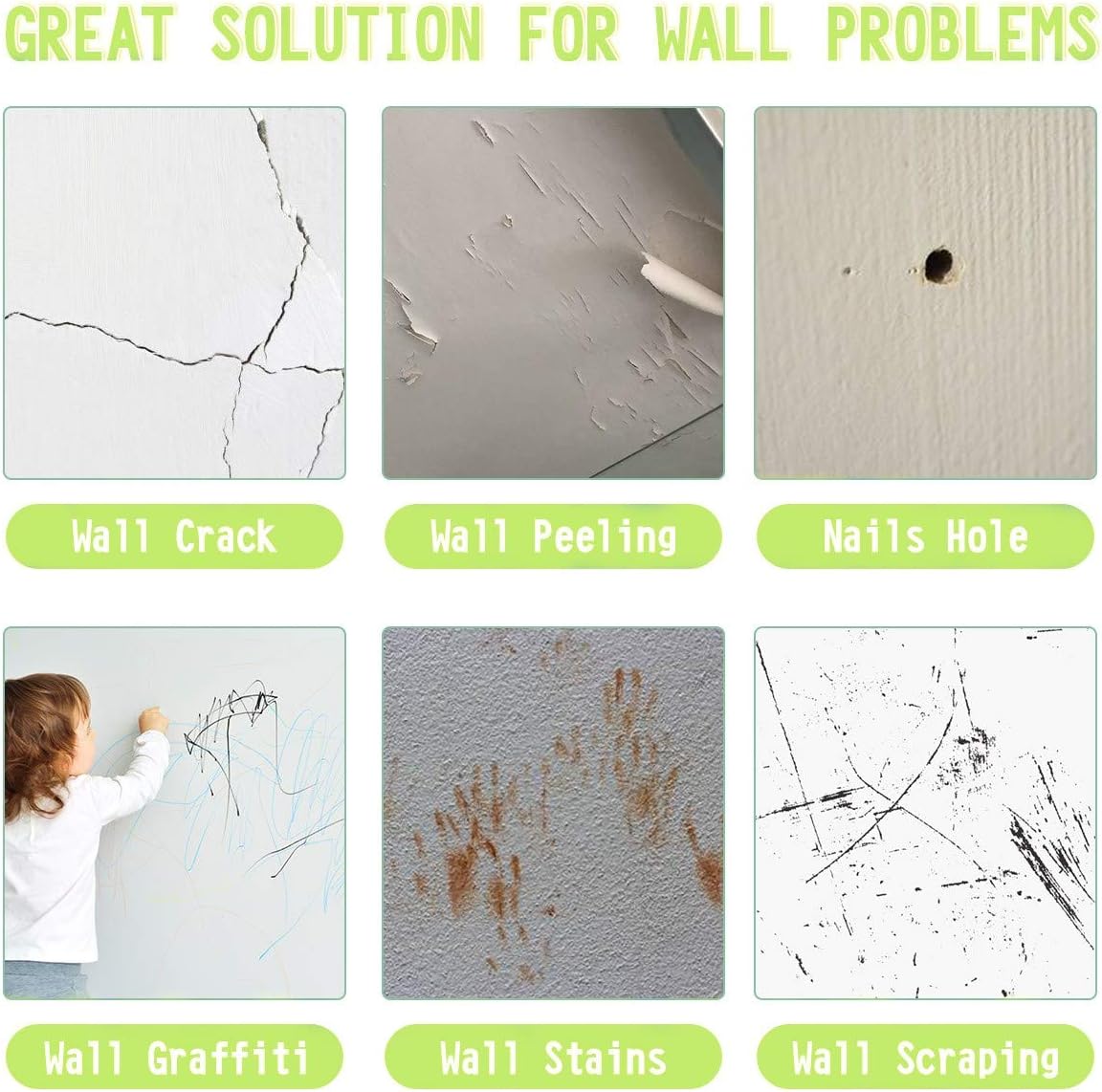 2 Pack Wall Mending Agent, Drywall Patch, Drywall Repair Kit, Quick Easy Fill The Holes and Crack Wall Self-Adhesive Wall Repair Kit Crack Sealer for Wall, Wood & Plaster(2x130g) - - 
