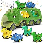 Moritakk Dinosaur Toys for Kids 2-4 Boys,Dinosaur Car Carrier Truck Toy with 4 Pull Back Dino Car,Dinosaur Truck for 2 3 4 5 Year Old Boy Toys,2 3 4 5 Year Old Boy Birthday Gift with Dino Sound.