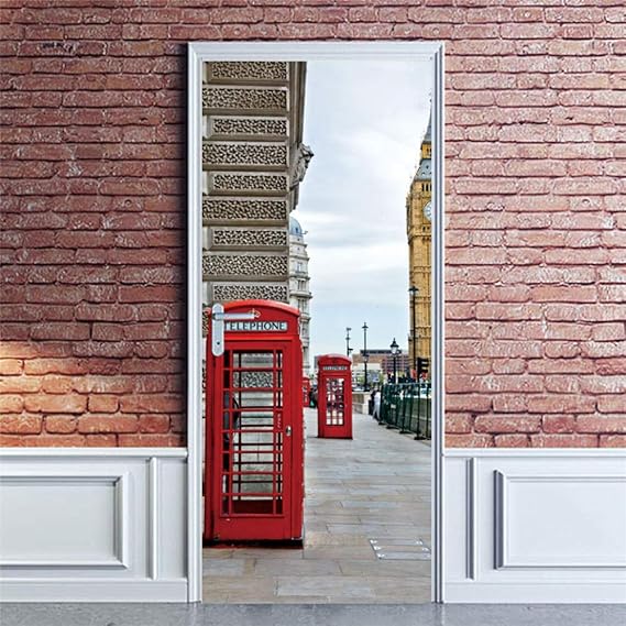 KGKBH Adhesivo 3D para puerta de bricolaje con diseño de arquitectura