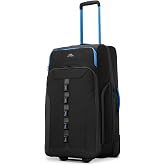 High Sierra Hi-Life 28-Inch Medium Wheeled Duffle - Features Smooth Rolling Wheels, WetPak Pockets, Stack-It Strap, Adjustable Handle, Fleece Pocket, Padded Laptop Sleeve, Expandable - Black/Blue
