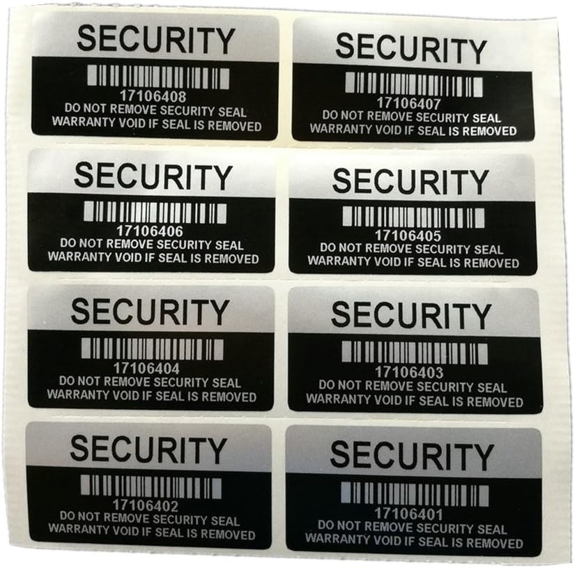 200 pcs Half Black Security Labels Removed Tamper Evident Warranty Sealing Sticker with Serial Number and Barcode