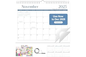 Gannyfer 2026 Wall Calendar, 18-Month Calendar 2025-2026, Use Now Until Dec 2026, Large Wall Calendar 2026, 11" x 8.5" Magnetic Fridge Wall Planner for Your Family, School or Office (3 Stickers Included)