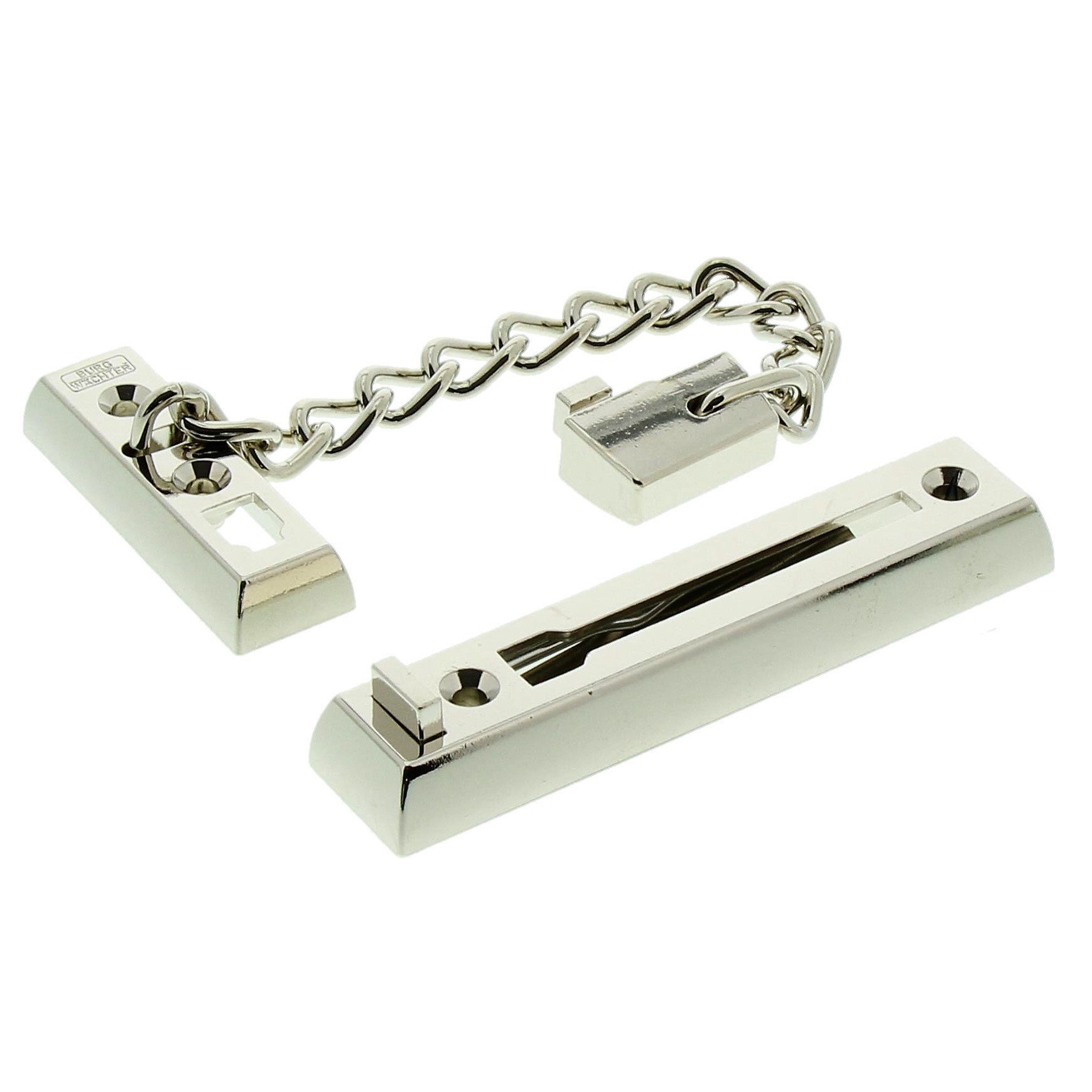 Burg Wächter Safety Door Chain with Child Safety Lock 15cm Length TK 75 SB Nickel Plated Chain Length 15cm