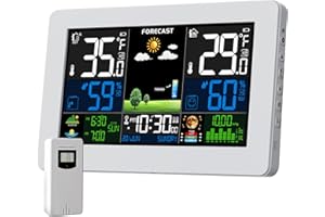 Weather Station Wireless Indoor Outdoor Thermometer, Digital Thermometer with Remote Sensor, Large Display Home Weather Stati