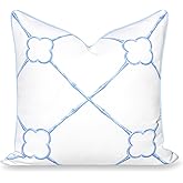 Hofdeco Premium Grandmillennial Coastal Hampton Patio Indoor Outdoor Throw Pillow Cover Only, 22"x22" Water Repellent for Bac