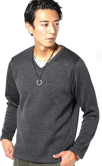 Amazon Menz Style メンズスタイル ニットフリース素材フェイクレイヤード裏起毛長袖ｔシャツ Tシャツ カットソー 通販