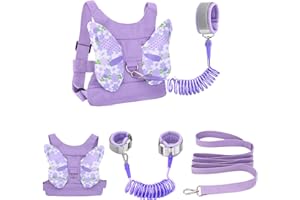 Toddlers Leash + Anti Lost Wrist Link Child Kids Safety Harness Kids Walking Wristband Assistant Strap Belt for Girl Pink (Bu