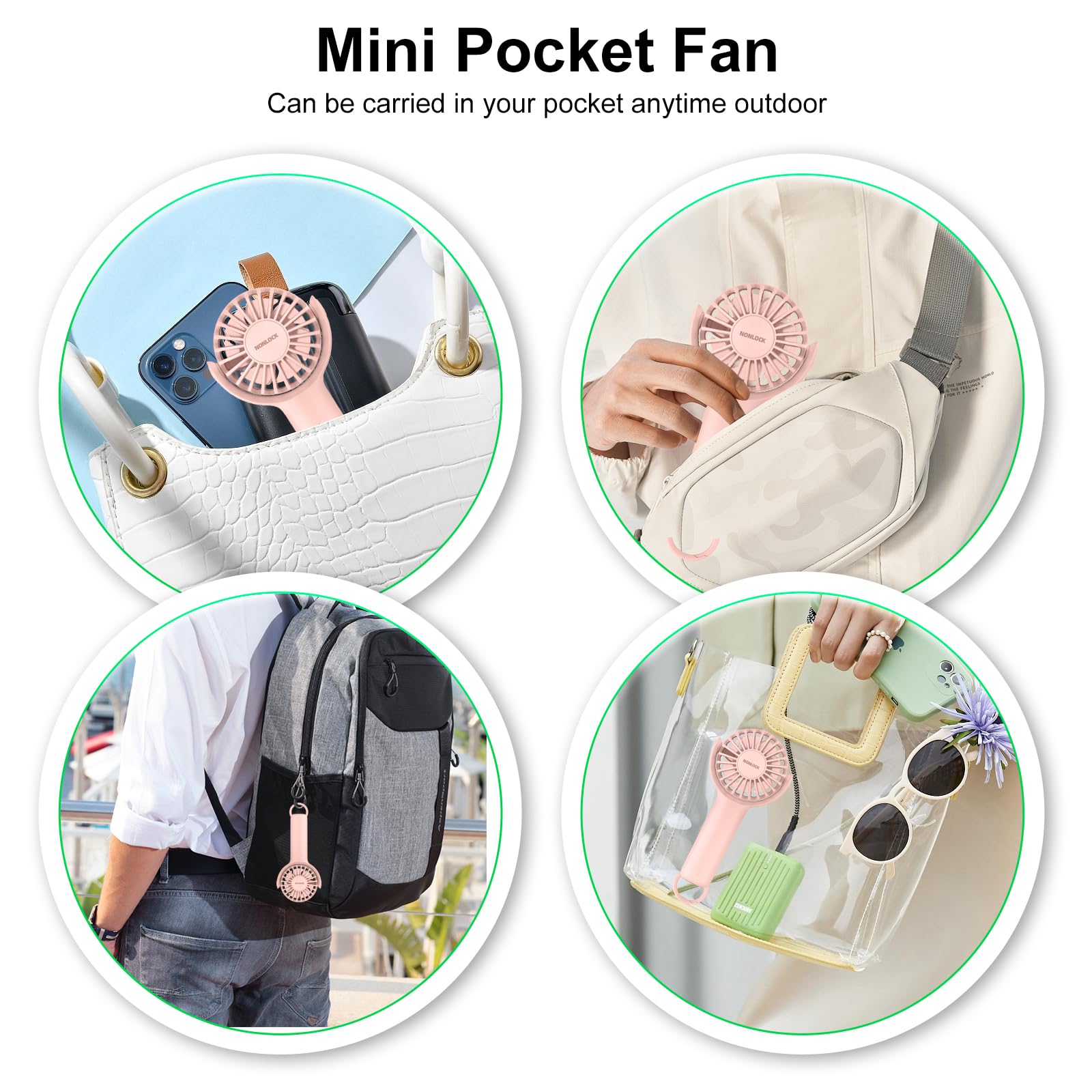 2 IN 1 Portable Handheld Mini Fan,Powerful Cooling,Personal Small Hand held Quiet Fan,Adjustable Desk Fan,Beach Travel Neck Fan,USB Rechargeable, Birthday Gifts for Women Mom(Pink)